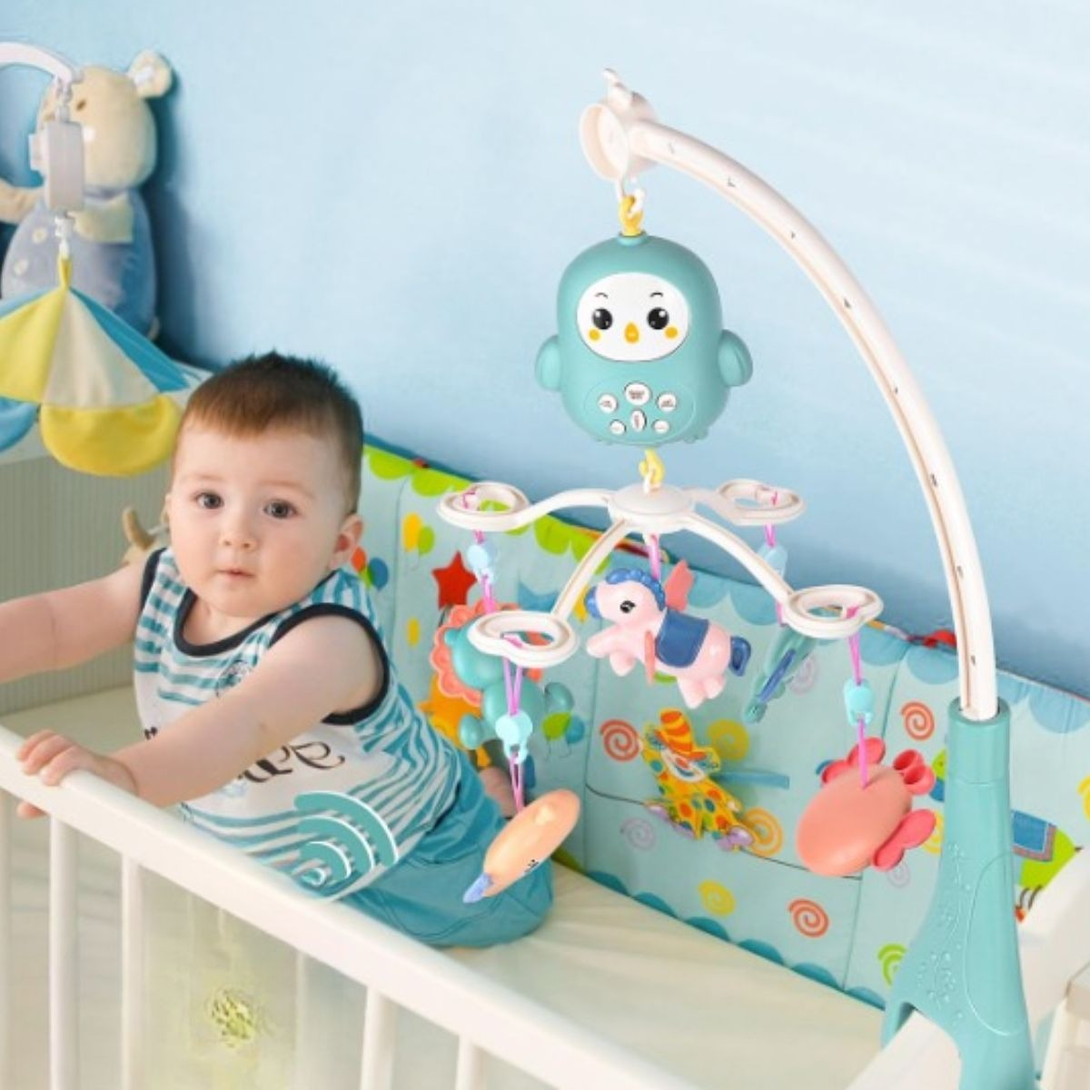 MOVIL MUSICAL PARA CUNA BEBE ESTIMULACION VISUAL LAU - 7
