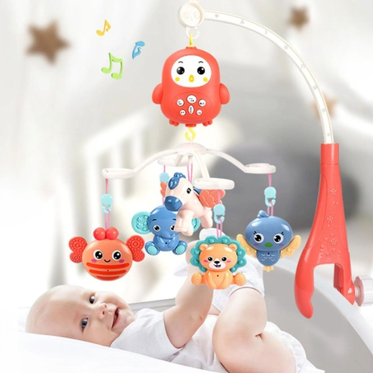 MOVIL MUSICAL PARA CUNA BEBE ESTIMULACION VISUAL LAU - 9