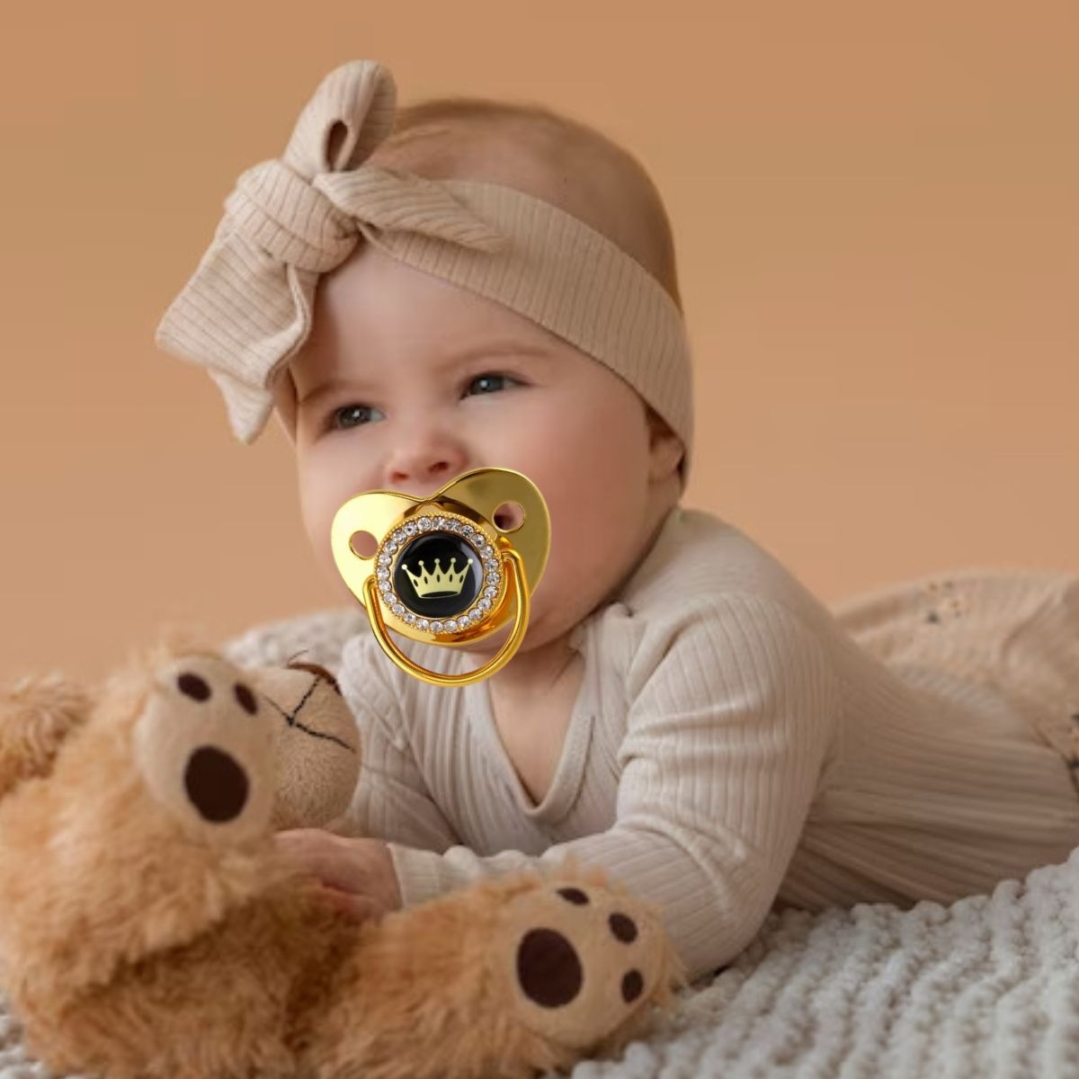 SET 2 CHUPETES CON SUJETADOR BRILLOS ELEGANTE BEBE LAU - 5