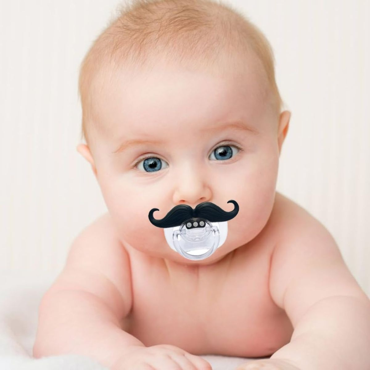 SET 6 CHUPETES DE BIGOTE DIVERTIDO SEGURO SILICONA BEBE LAU - 3