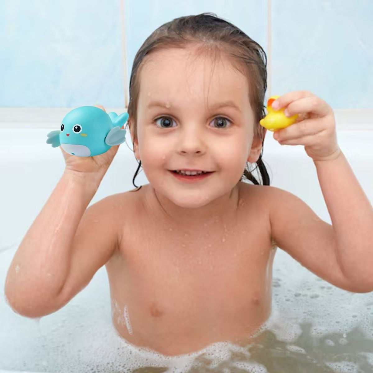 SET 6 JUGUETES DE BAÑO FORMA BALLENA ACUATICO DIVERTIDO LAU - 3