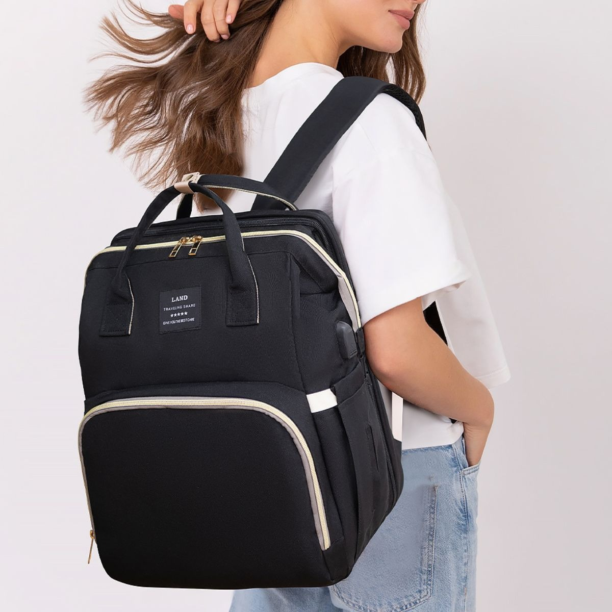MOCHILA 4 EN 1 PARA VIAJE PASEO CON CAMBIADOR BEBE LAU - 2