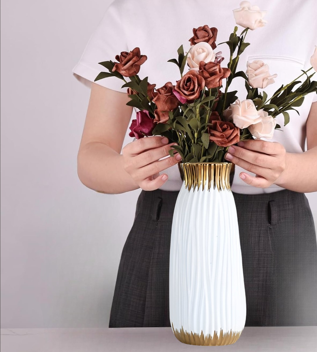 FLORERO JARRÓN MODERNO CILÍNDRICO DECORATIVO HOGAR 28CM JHN - 5