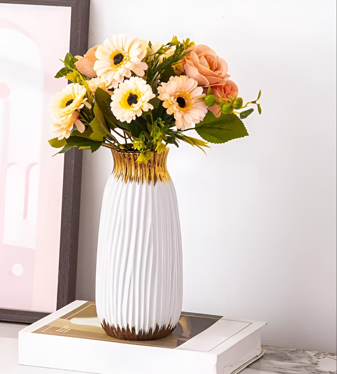 FLORERO JARRÓN MODERNO CILÍNDRICO DECORATIVO HOGAR 28CM JHN - 8