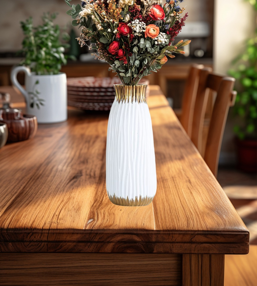 FLORERO JARRÓN CILÍNDRICO DECORATIVO MODERNO HOGAR 24CM JHN - 7