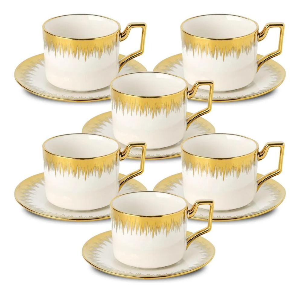 JUEGO TAZA EN COLOR CAFE PLATILLO APILABLE BORDE DECORATIVO JHN - 1
