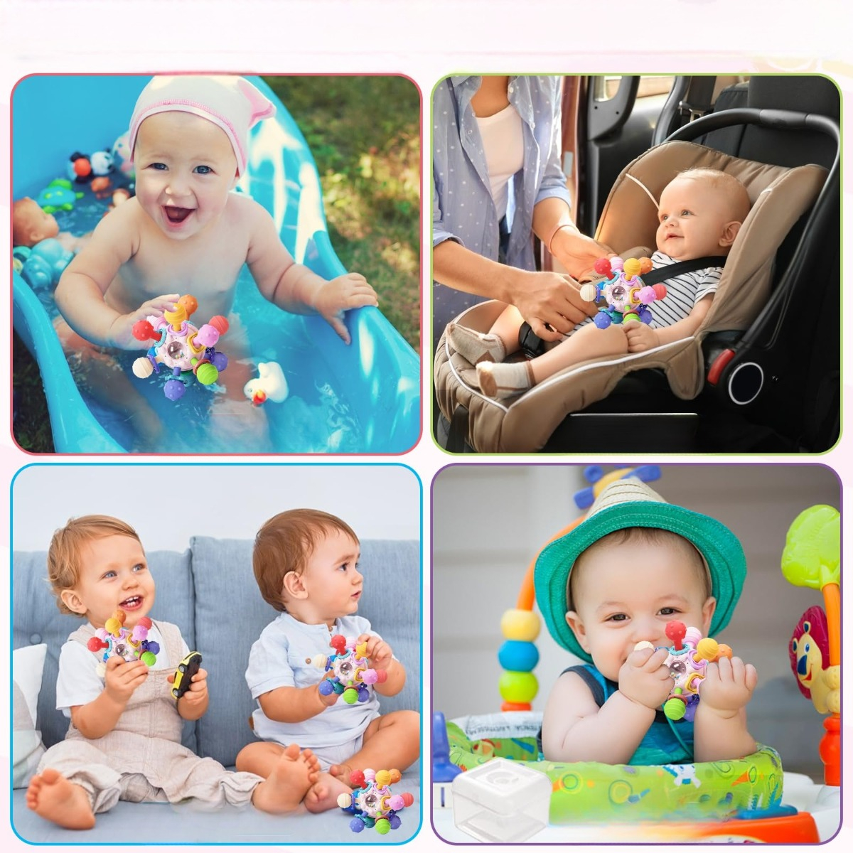SET 2 JUGUETE SENSORIAL SILICONA MORDEDOR SONAJA BEBES LAU - 3