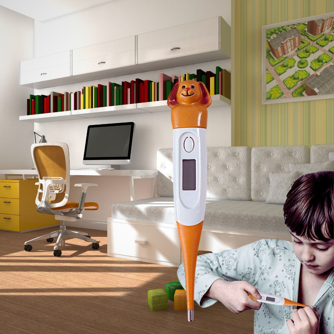 SET 4 TERMOMETROS DIGITAL LCD DIBUJOS BEBES HOGAR LAU - 10