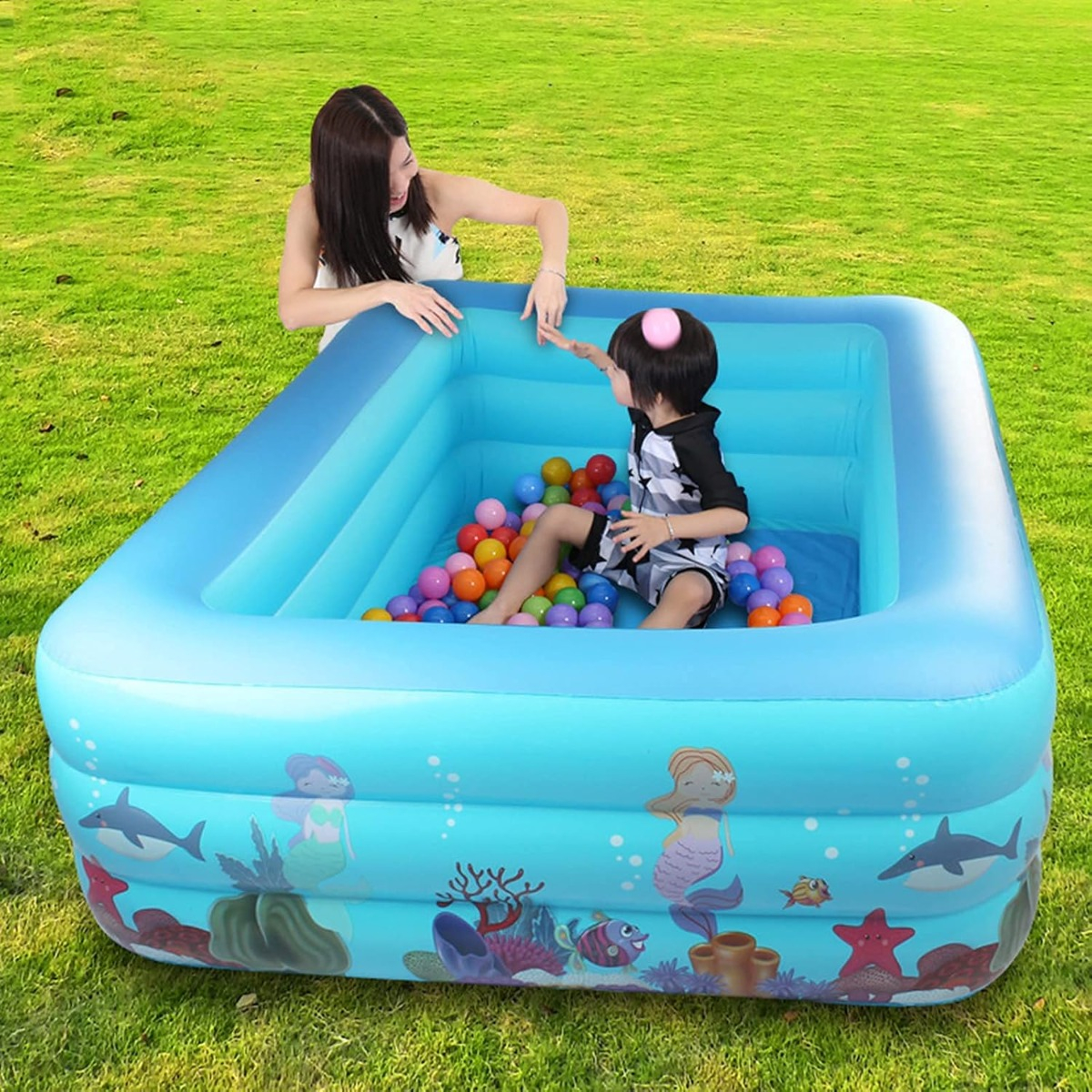 PISCINA INFLABLE PATIO JARDÍN VERANO PORTATIL NIÑOS LAU - 2