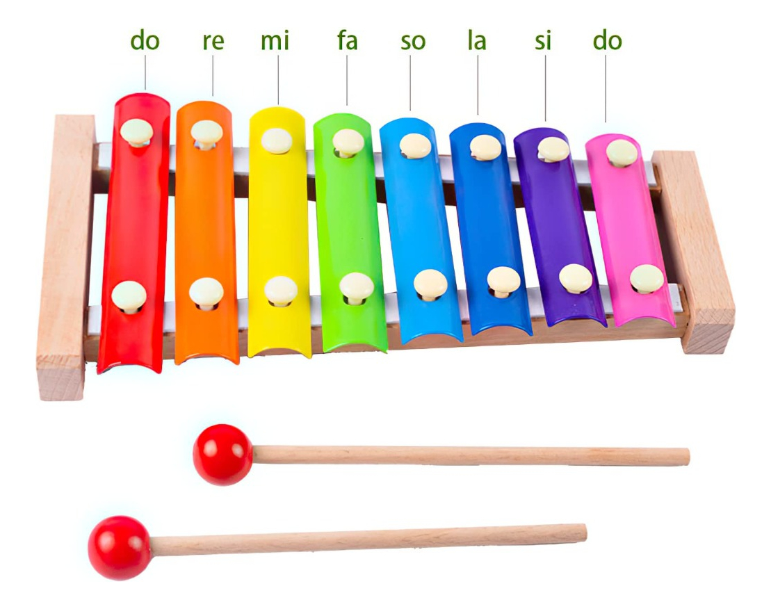 SET 3 JUGUETES DIDACTICO XILOFONO MULTICOLOR MADERA NIÑO LAU - 1