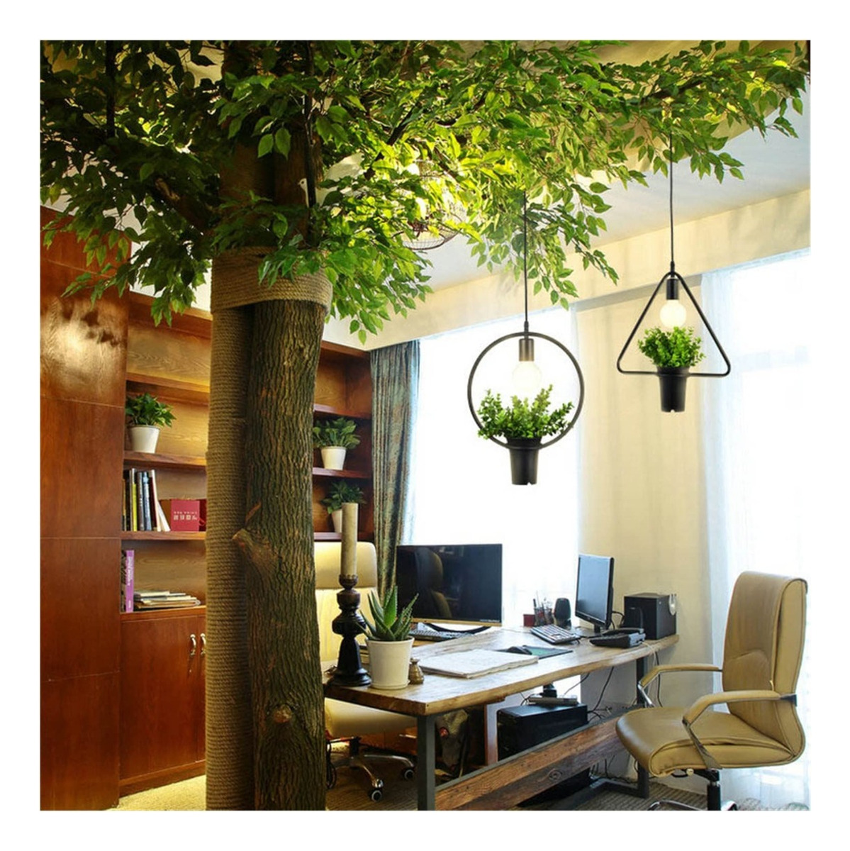 LÁMPARA COLGANTE HIERRO VERDE CAMPESTRE SALA BAR LAU - 6