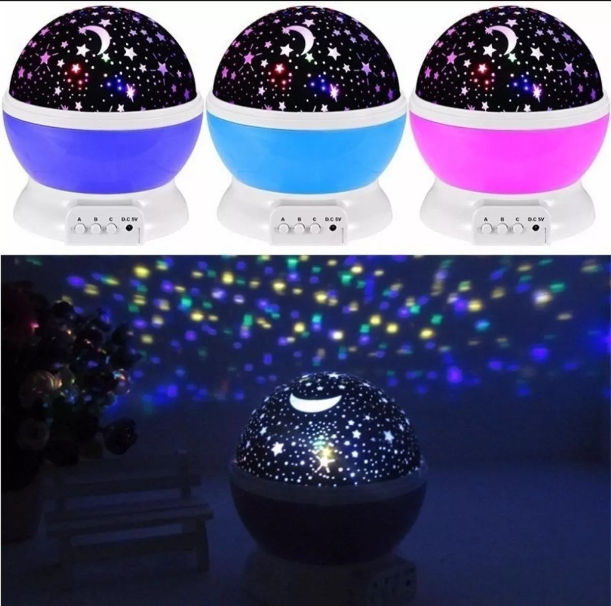 PROYECTOR ROTATORIA CIELO ESTRELLAS NOCHE ALUMBRA BEBE LAU - 3
