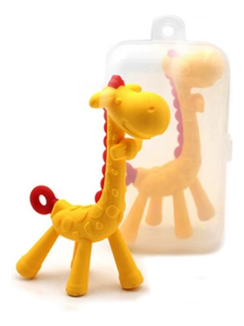 SET 3 MORDEDOR SILICONA FORMA JIRAFA RASCA ENCIAS BEBES LAU - 1