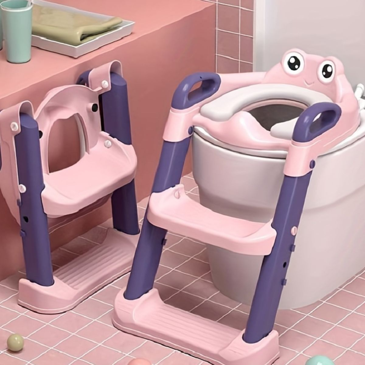 ASIENTO DE INODORO NIÑOS ESCALERA PLEGABLE AJUSTABLE LAU - 4