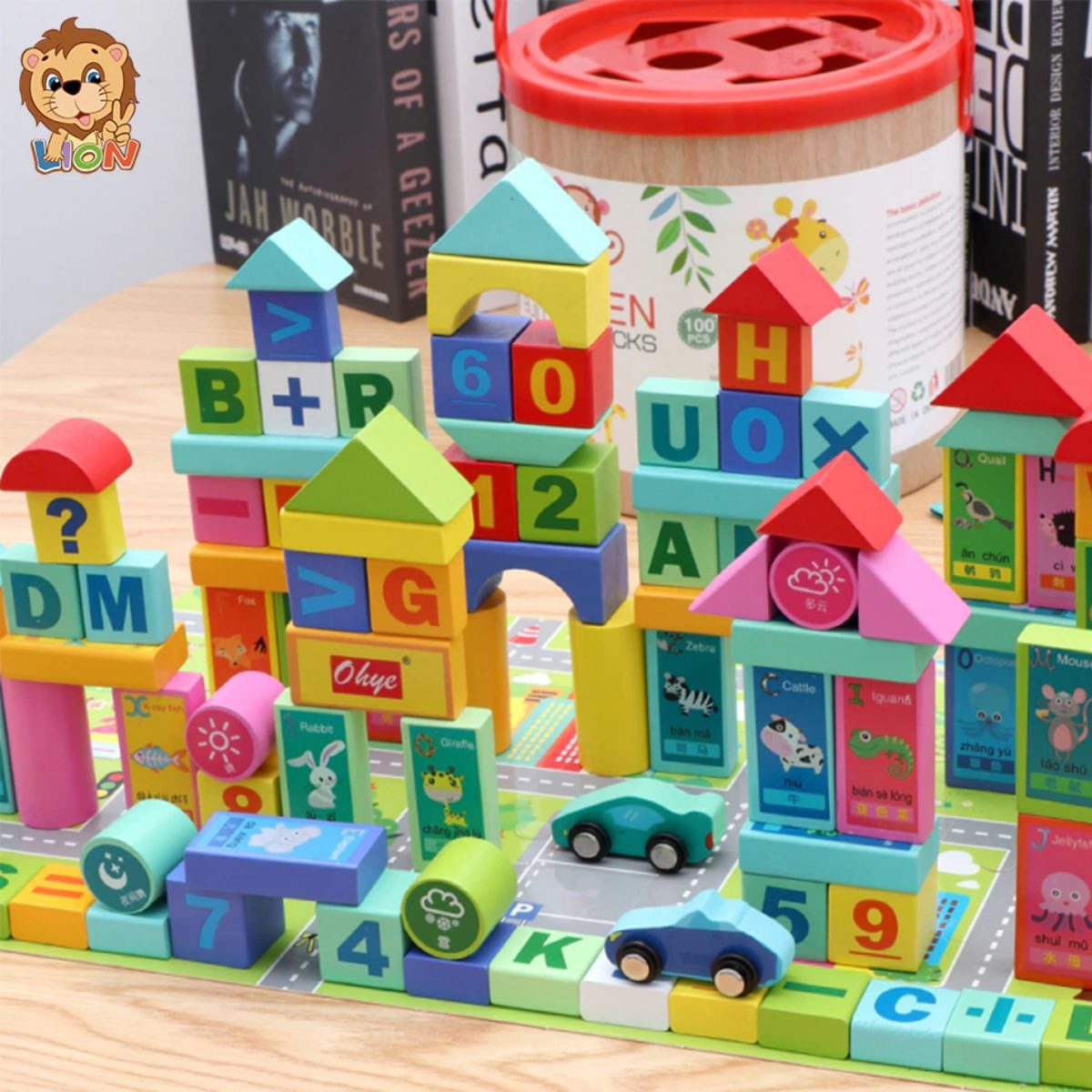 SET DE BLOQUES MADERA PARA ARMAR CONSTRUCCION EDUCATIVO LAU - 2