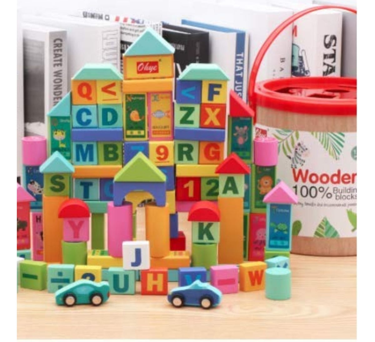 SET DE BLOQUES MADERA PARA ARMAR CONSTRUCCION EDUCATIVO LAU - 3