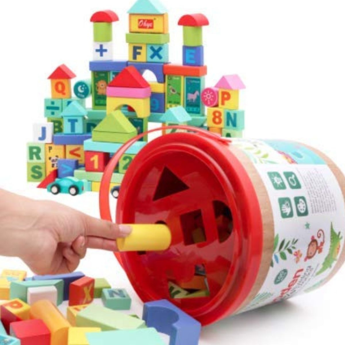 SET DE BLOQUES MADERA PARA ARMAR CONSTRUCCION EDUCATIVO LAU - 7