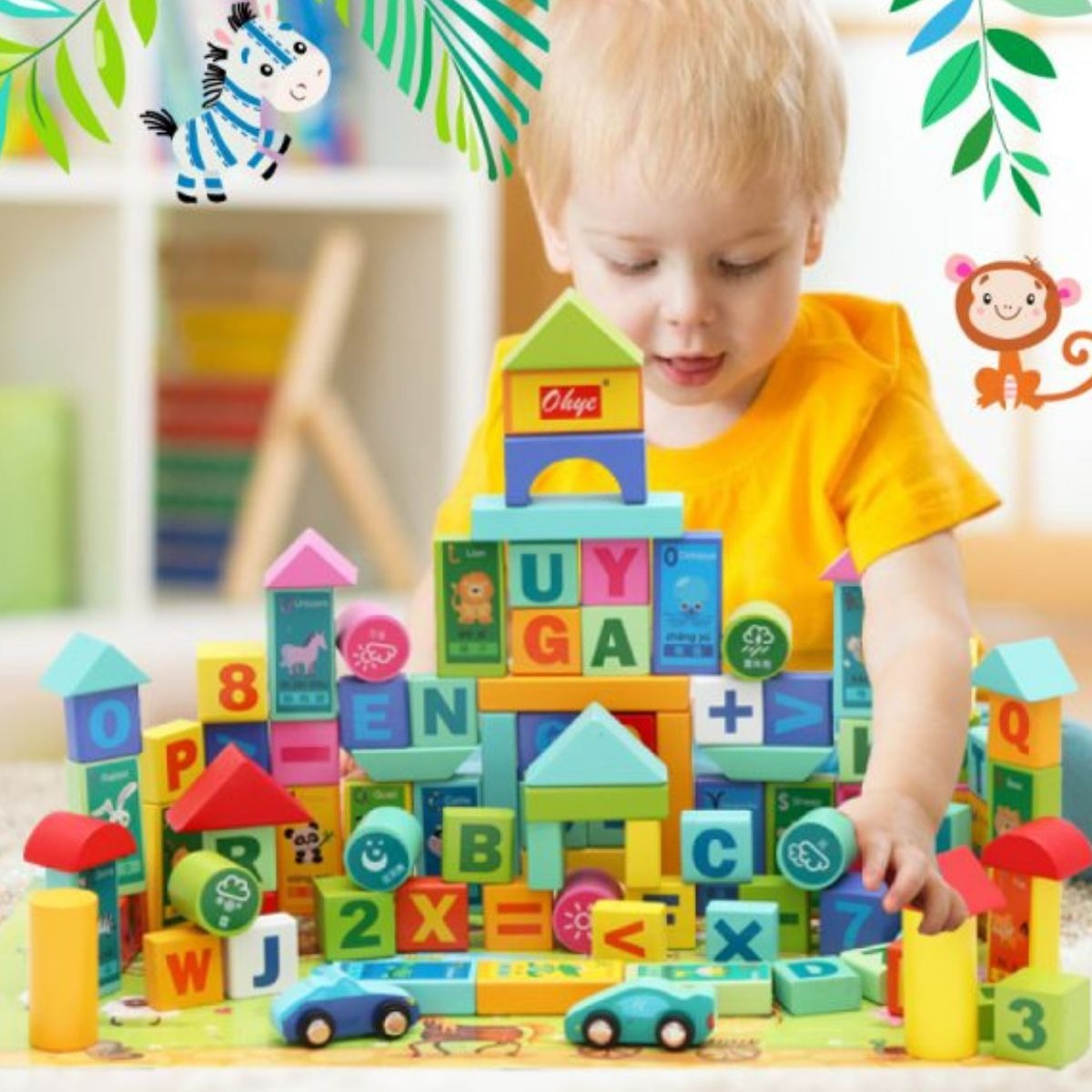 SET DE BLOQUES MADERA PARA ARMAR CONSTRUCCION EDUCATIVO LAU - 8