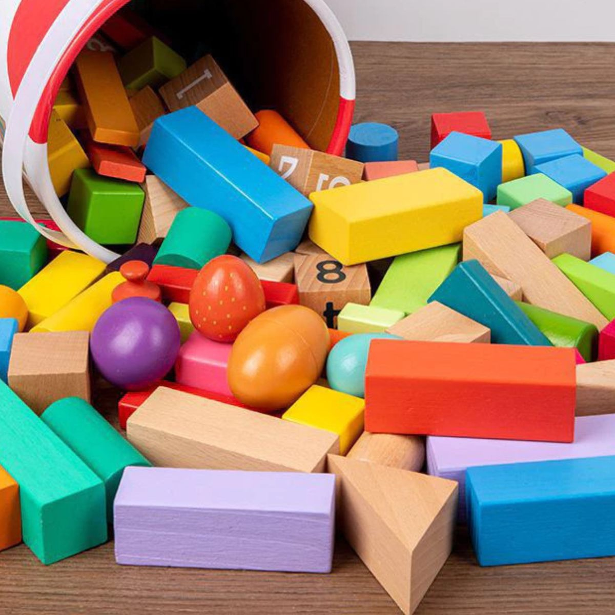 SET DE BLOQUES MADERA PARA ARMAR CONSTRUCCION EDUCATIVO LAU - 10