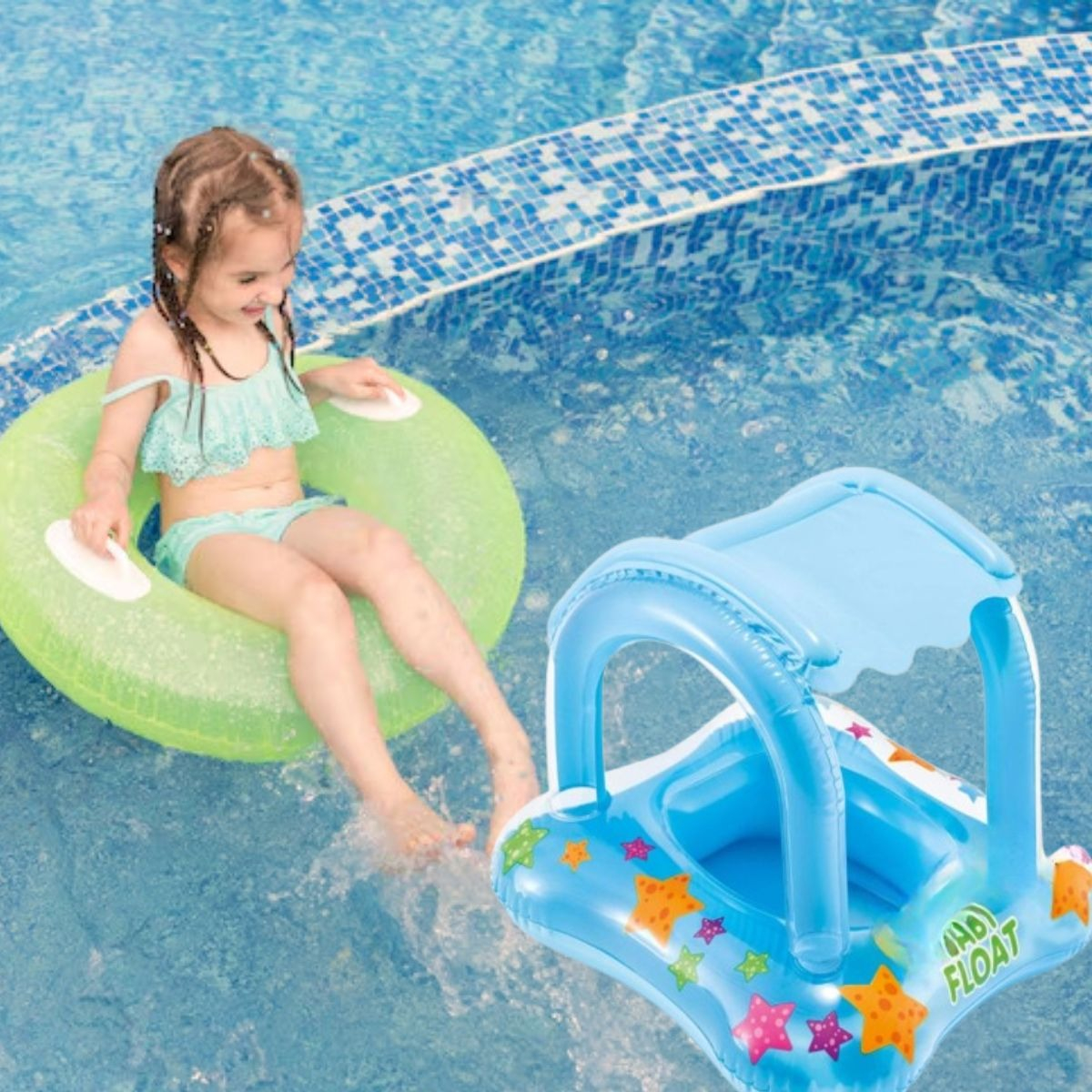 INFLABLE FLOTADOR PARA BEBE CON TECHO PISCINA PLAYA LAU - 2