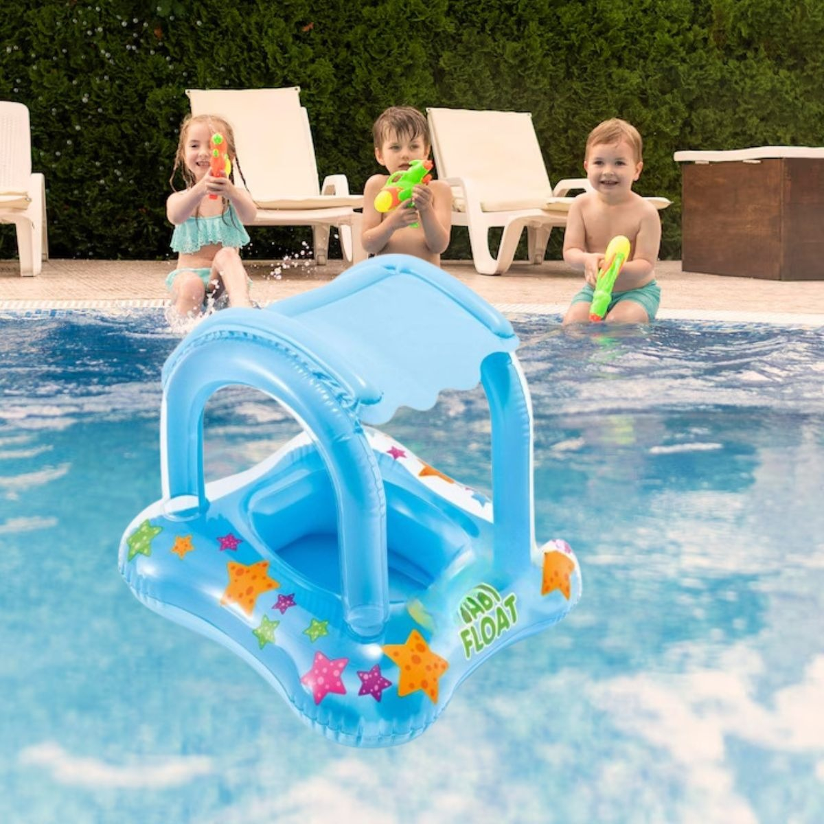 INFLABLE FLOTADOR PARA BEBE CON TECHO PISCINA PLAYA LAU - 9
