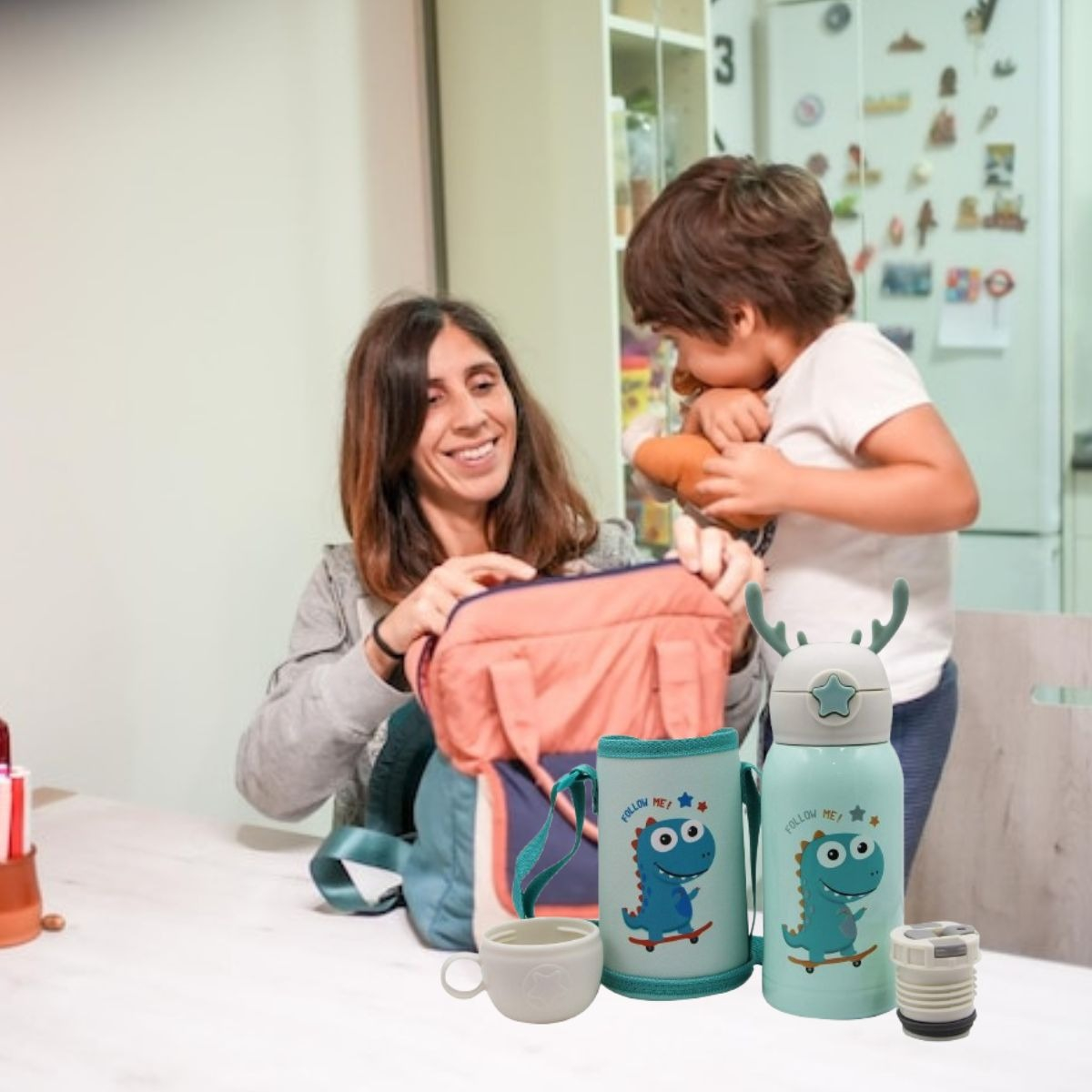 BOTELLA DE AGUA CON PAJITA INFANTIL TERMICA NIÑOS LAU - 4
