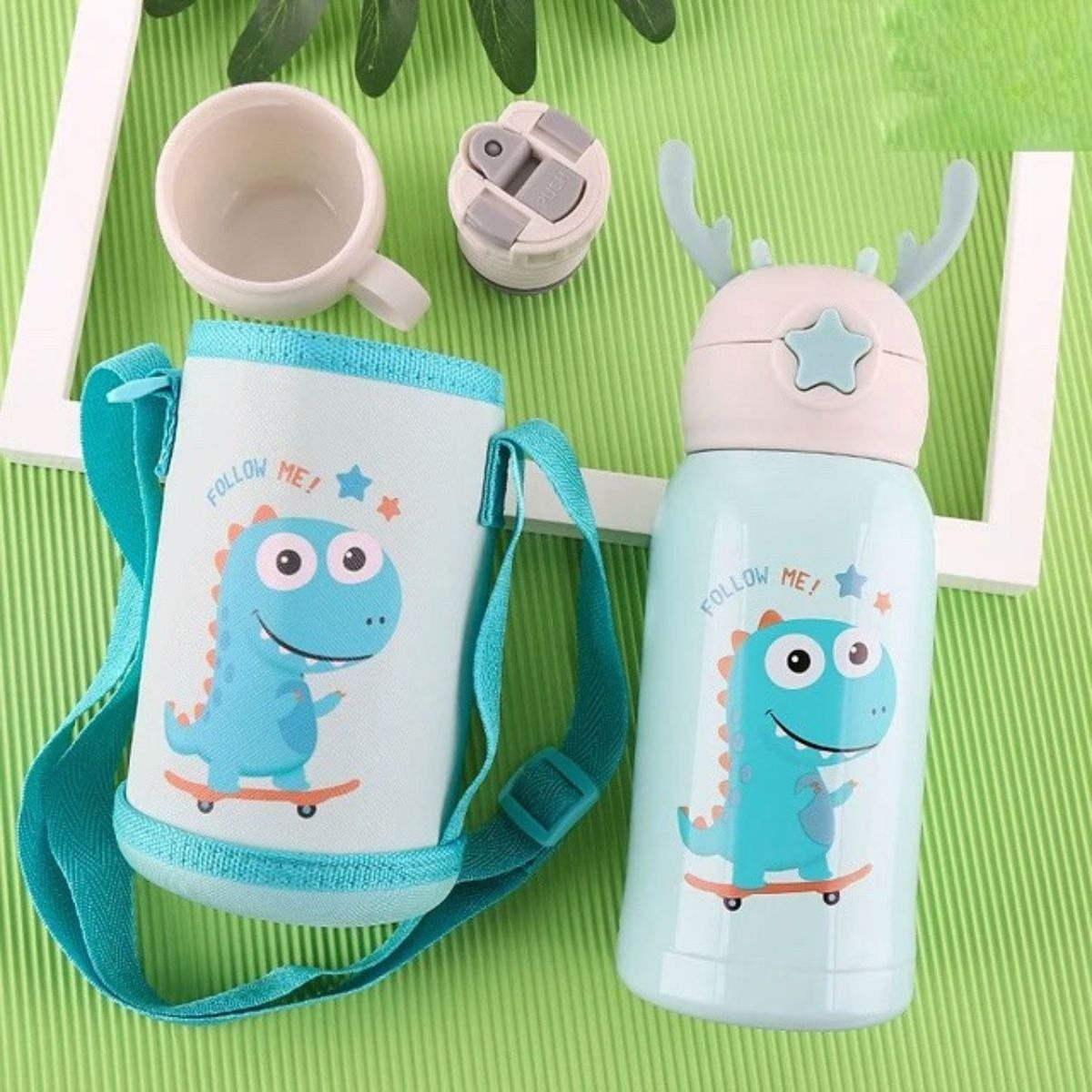 BOTELLA DE AGUA CON PAJITA INFANTIL TERMICA NIÑOS LAU - 6