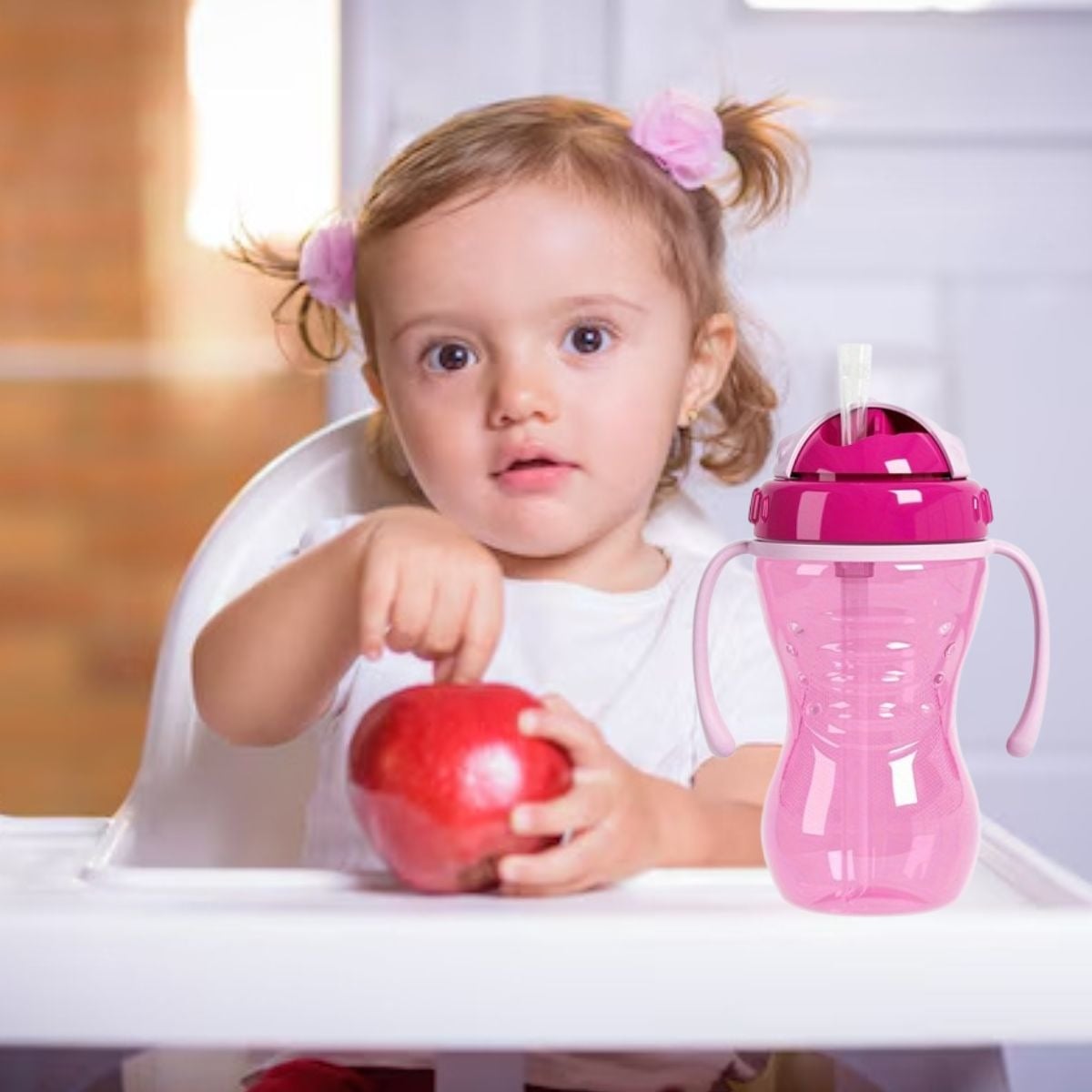 SET 2 VASOS ENTRENADOR CON PAJILLA CON ASA PARA BEBE LAU - 2