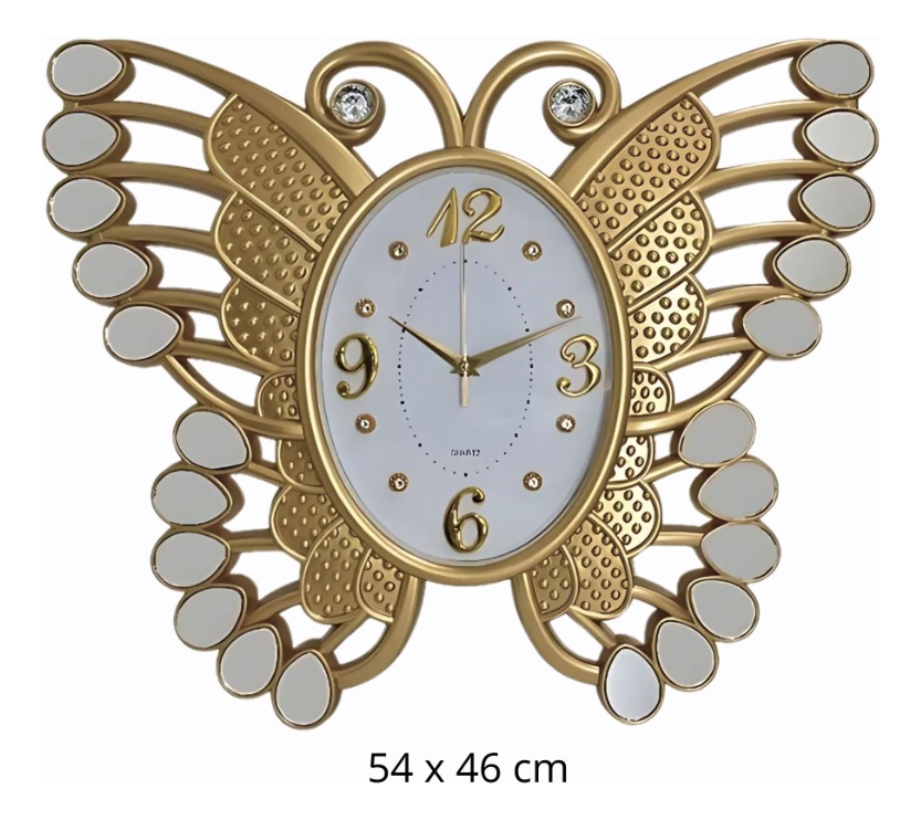 RELOJ PARED DECORATIVO MARIPOSA DETALLE ESPEJO MODERNO JHN - 2