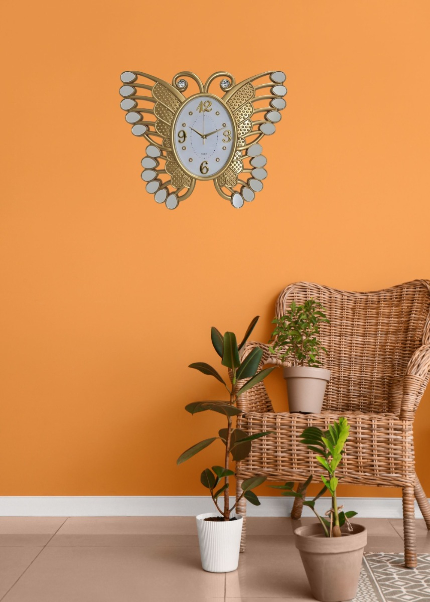 RELOJ PARED DECORATIVO MARIPOSA DETALLE ESPEJO MODERNO JHN - 8