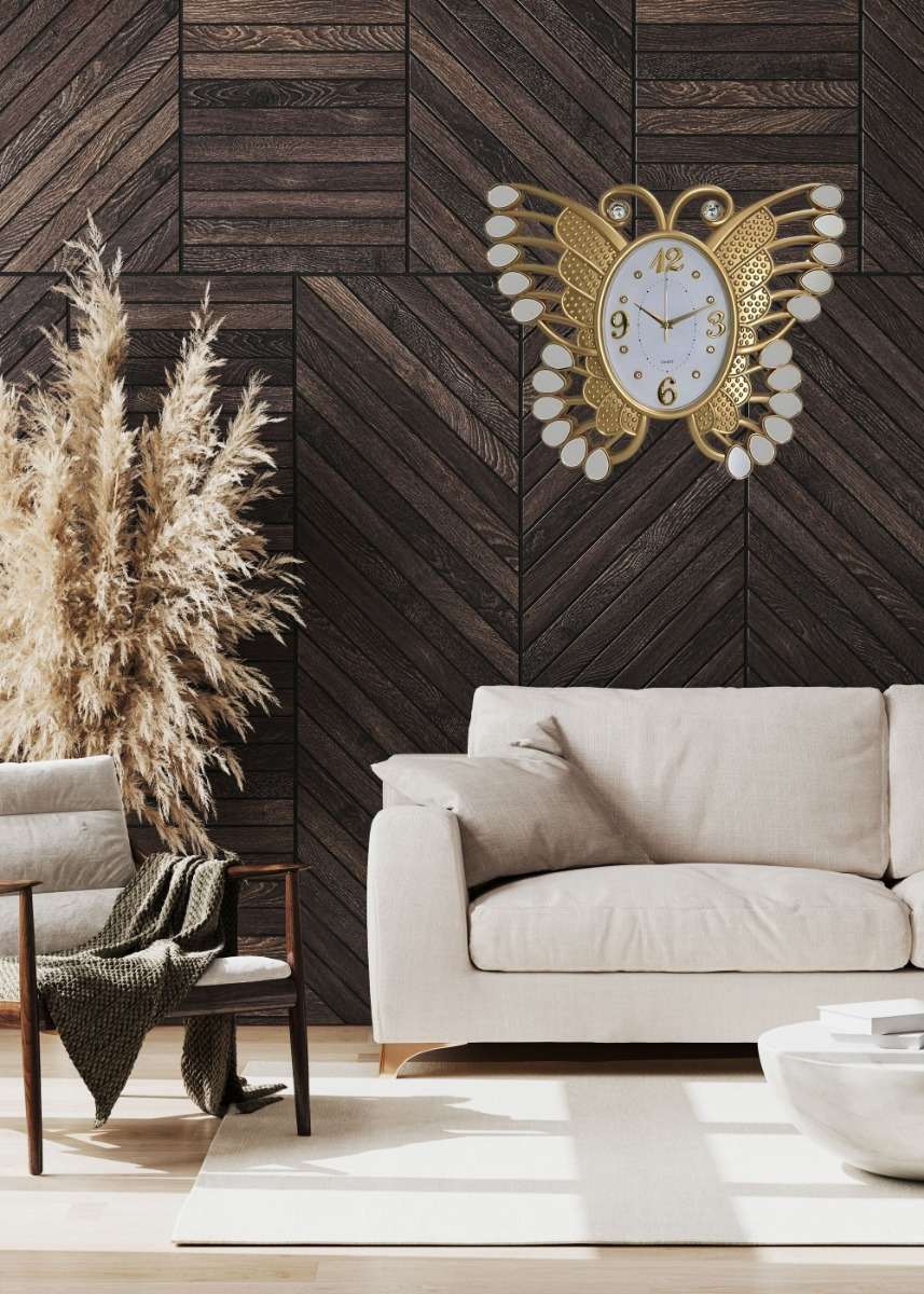 RELOJ PARED DECORATIVO MARIPOSA DETALLE ESPEJO MODERNO JHN - 9
