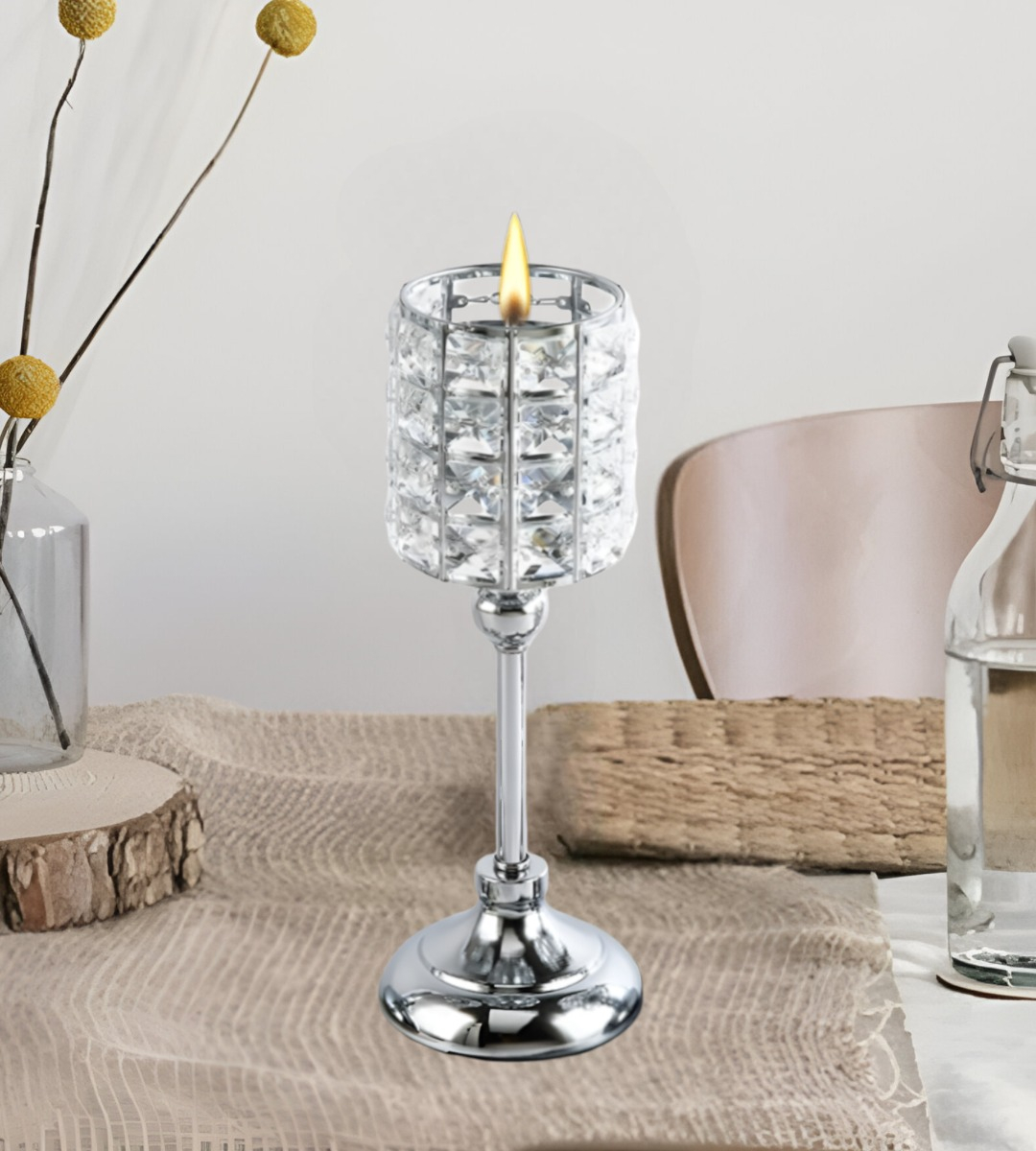 PORTAVELAS CANDELABRO DECORATIVO BRILLANTE MODERNO MESA JHN - 8