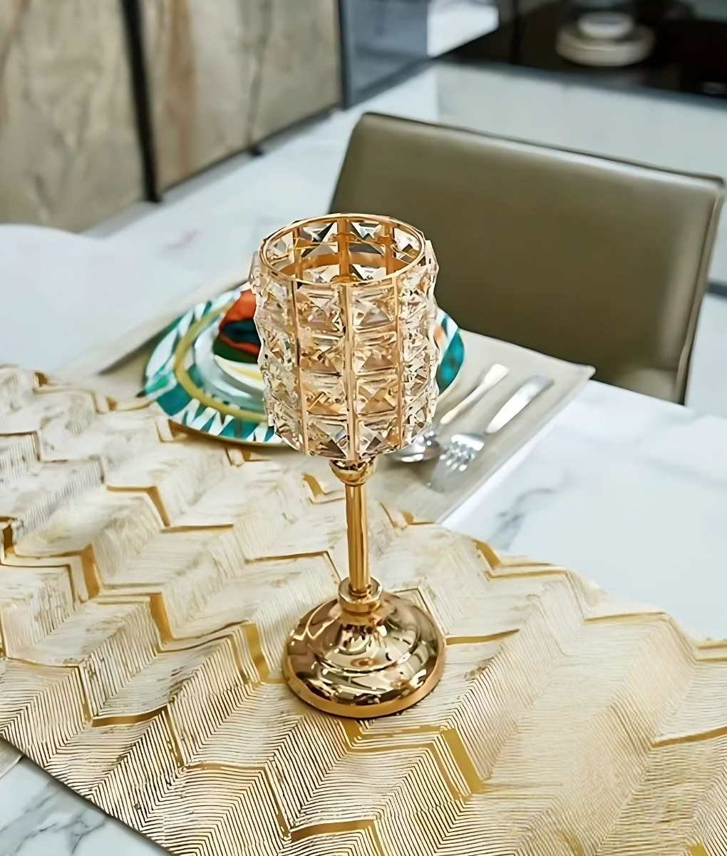 PORTAVELAS CANDELABRO DECORATIVO BRILLANTE MODERNO MESA JHN - 10