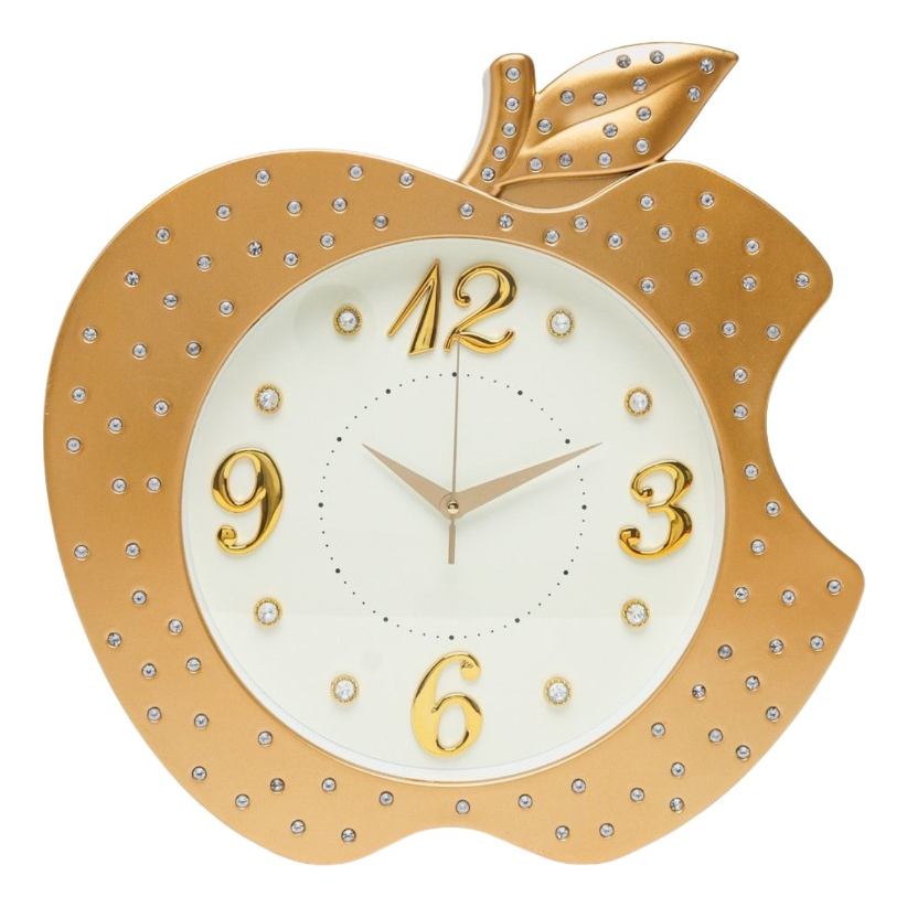 RELOJ PARED DECORATIVO FORMA MANZANA DETALLE ELEGANTE JHN - 1