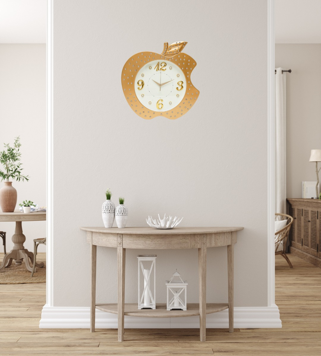 RELOJ PARED DECORATIVO FORMA MANZANA DETALLE ELEGANTE JHN - 7