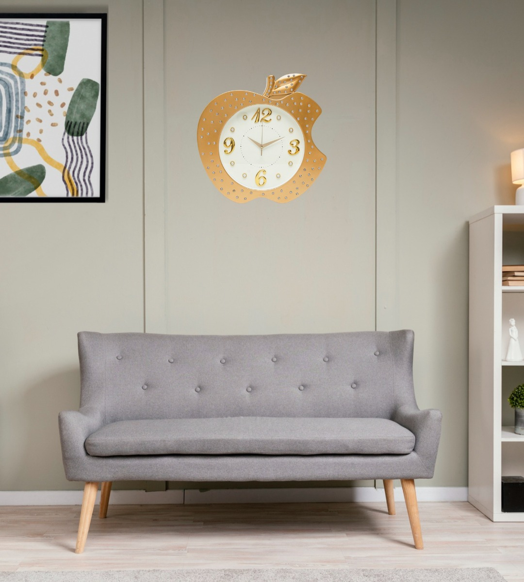 RELOJ PARED DECORATIVO FORMA MANZANA DETALLE ELEGANTE JHN - 8