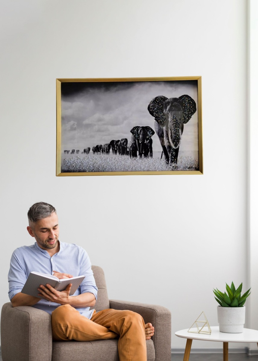 CUADRO DECORATIVO MURAL MANADA ELEFANTES ARTE PARED JHN - 3