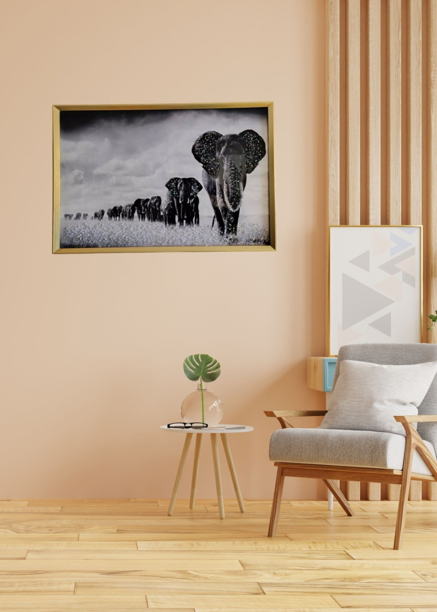 CUADRO DECORATIVO MURAL MANADA ELEFANTES ARTE PARED JHN - 6