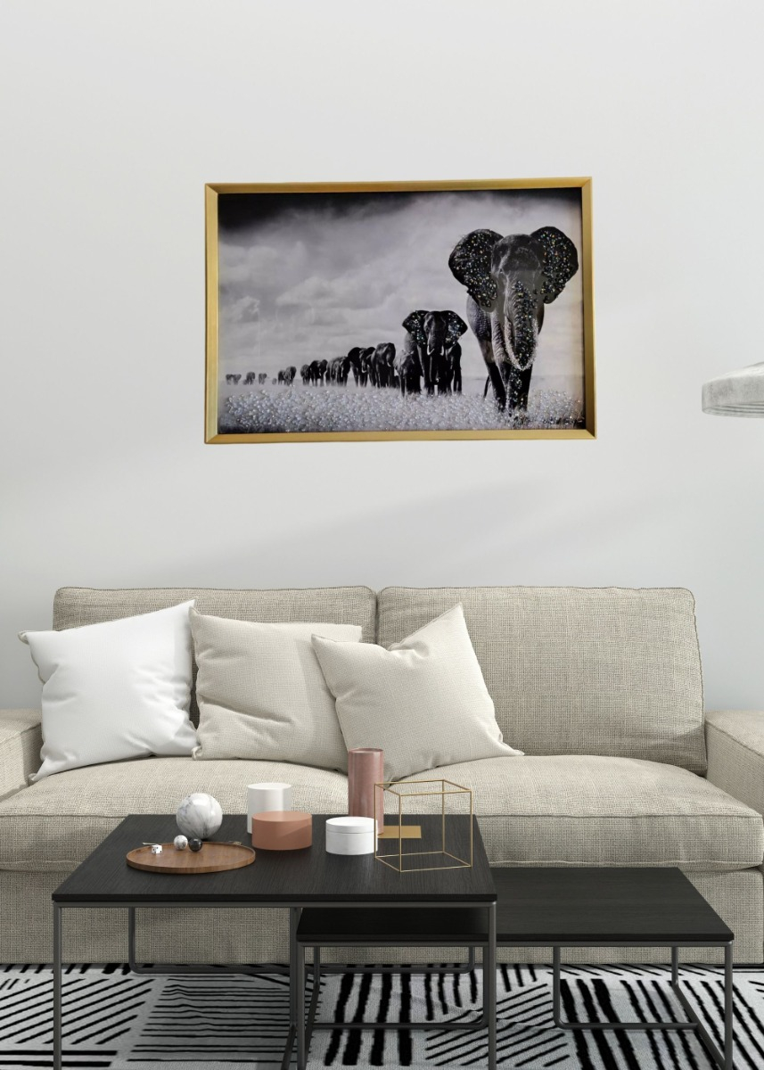 CUADRO DECORATIVO MURAL MANADA ELEFANTES ARTE PARED JHN - 7