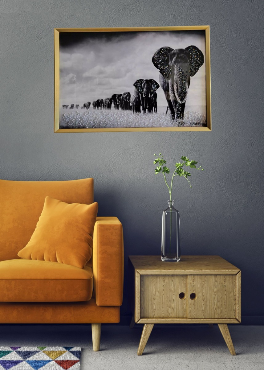 CUADRO DECORATIVO MURAL MANADA ELEFANTES ARTE PARED JHN - 8