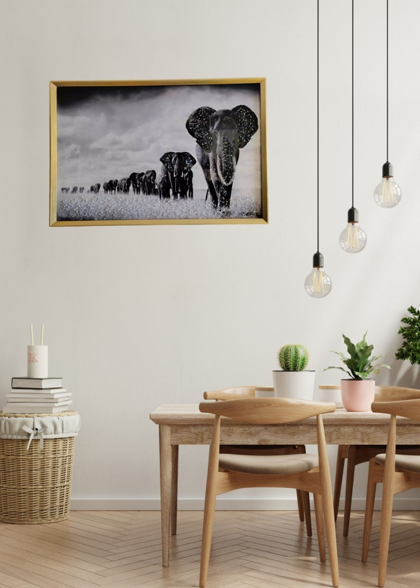 CUADRO DECORATIVO MURAL MANADA ELEFANTES ARTE PARED JHN - 9