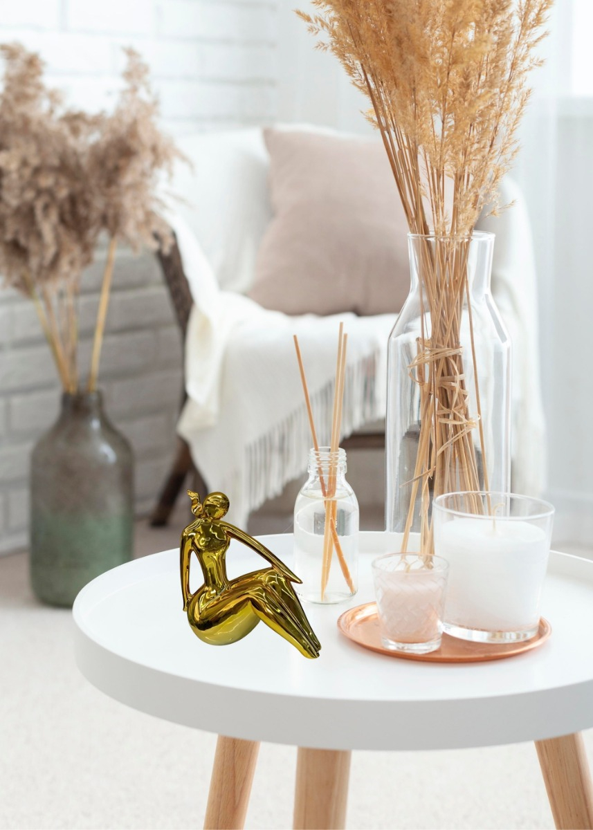 FIGURA DECORATIVA ESTATUA SILUETA MUJER SENTADA JHN - 2