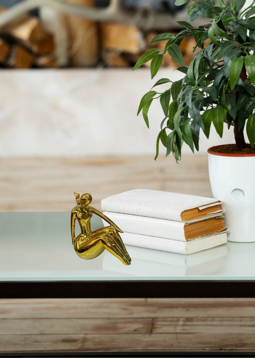 FIGURA DECORATIVA ESTATUA SILUETA MUJER SENTADA JHN - 9