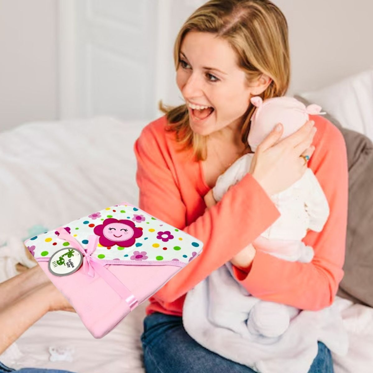 MANTA DE ALGODON CON CAPUCHA PARA BEBE ABRIGO CONFORT LAU - 9