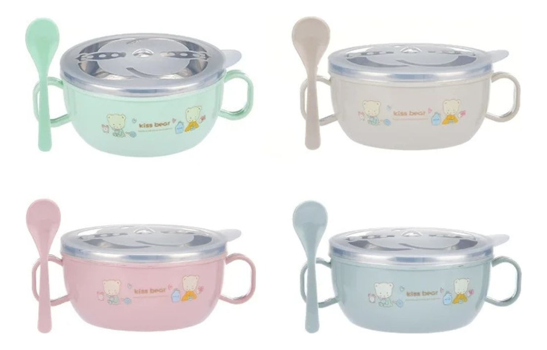 SET 2 PLATOS CUENCO TERMICAS INFANTIL DIVERTIDO BEBE LAU - 5