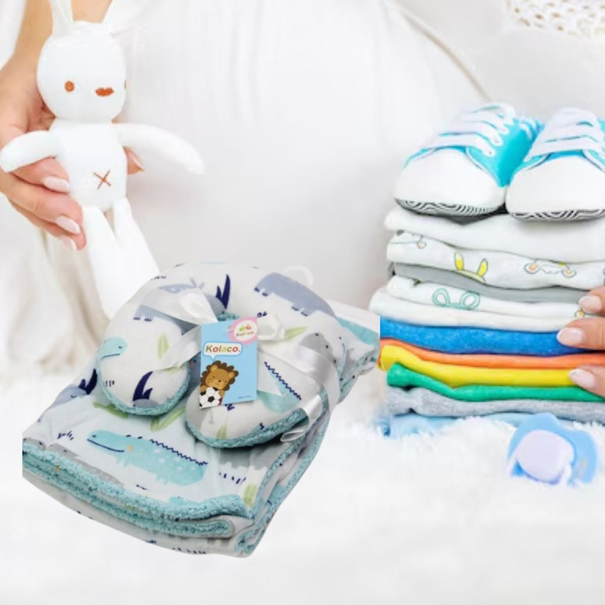 SET MANTA POLAR PARA BEBE+ COJIN PARA CUELLO BEBE LAU - 10