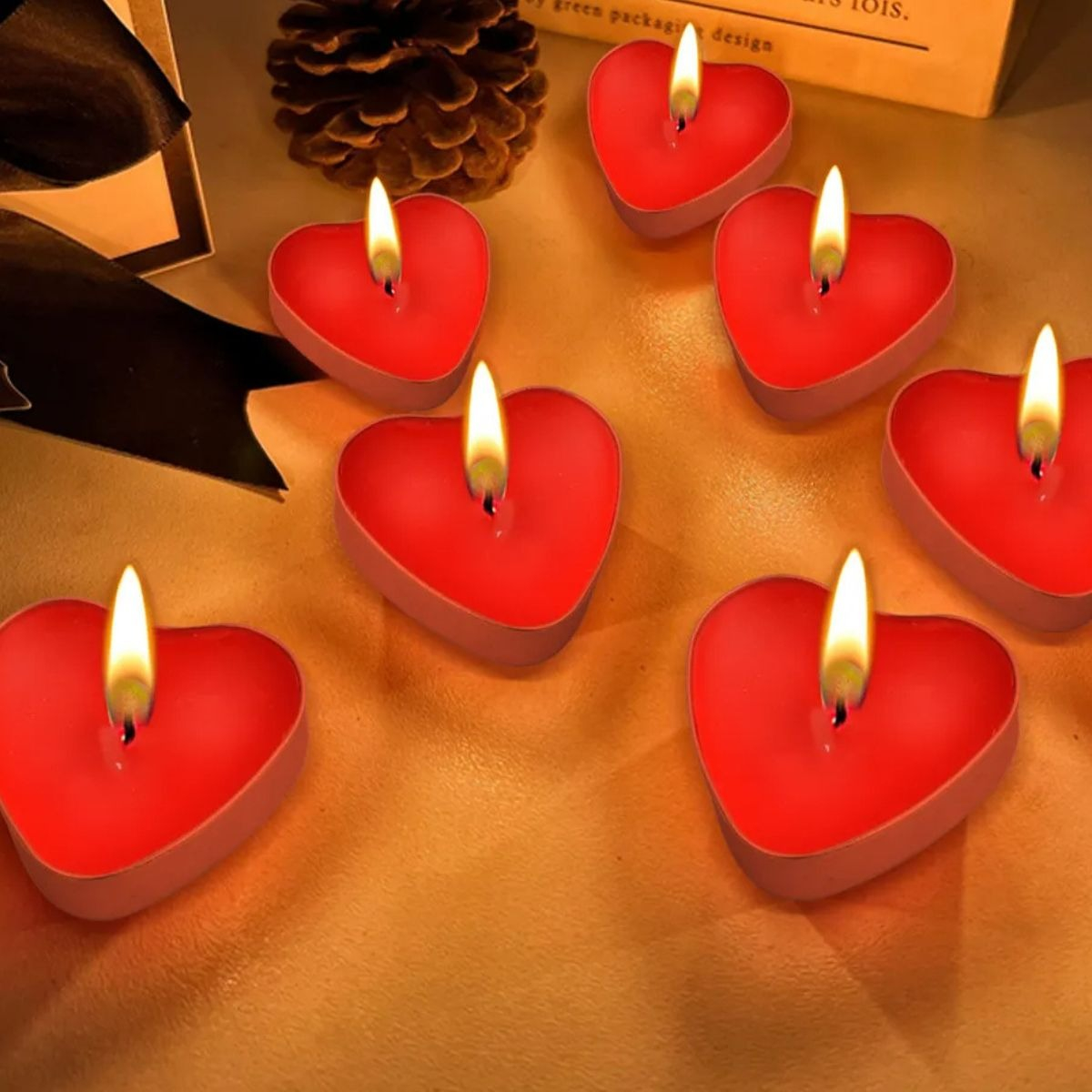 SET 7 VELAS FORMA CORAZON DECORACION ROMANTICA AMOR JHN - 7