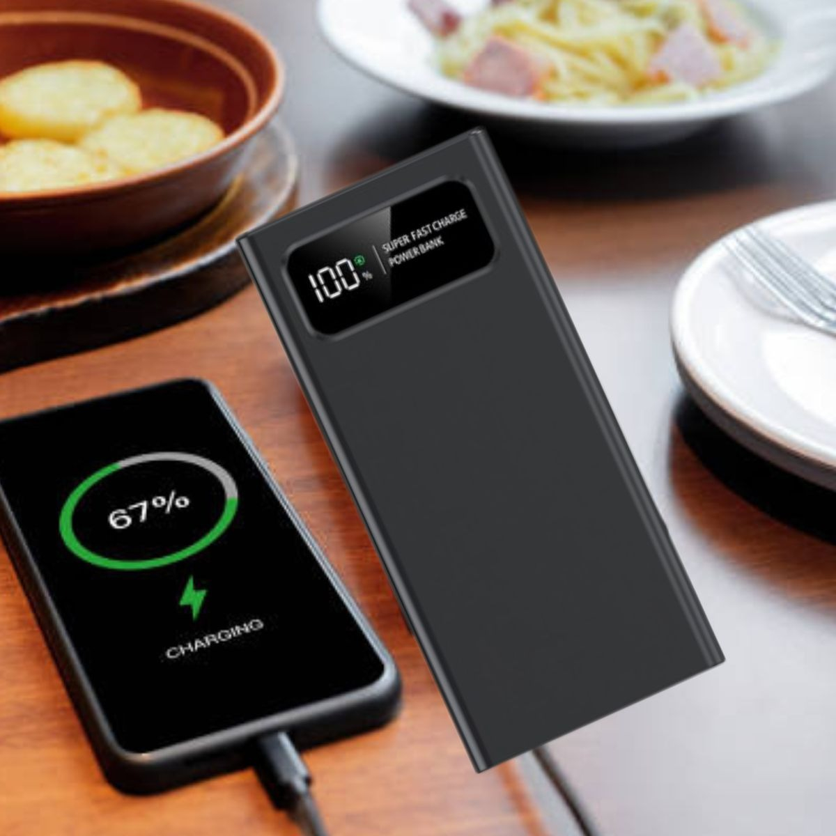 CARGADOR PORTATIL POWER BANK CARGA RAPIDA PANTALLA LED JHN - 10