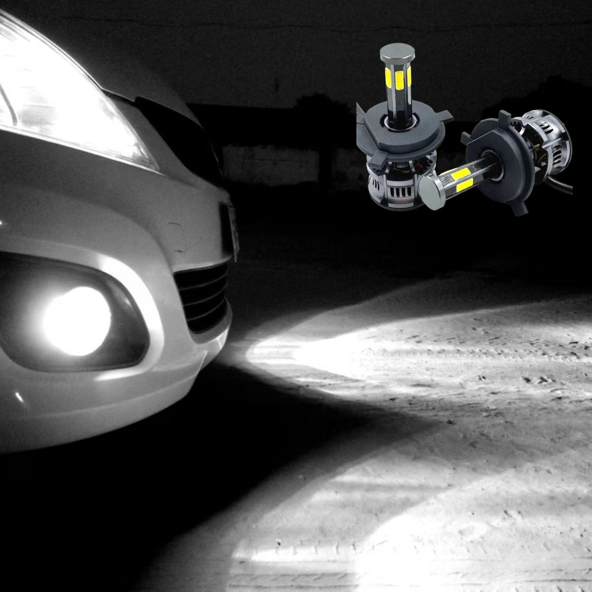 LUCES TURBO LED H4 FARO ALTO RENDIMIENTO VEHICULOS JHN - 5