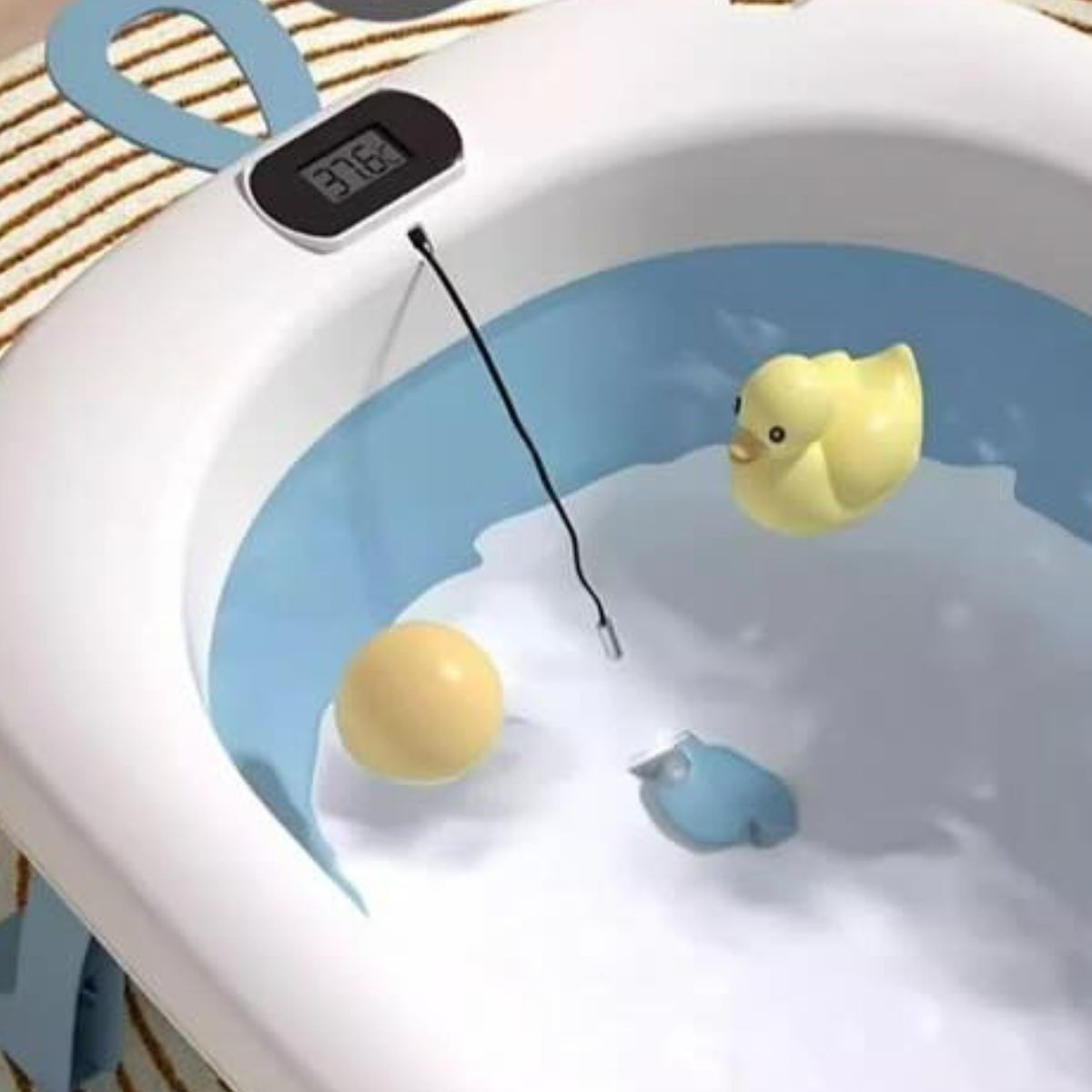 BAÑERA + TERMOMETRO COJIN ANTIDESLIZANTE PORTATIL BEBE LAU - 10
